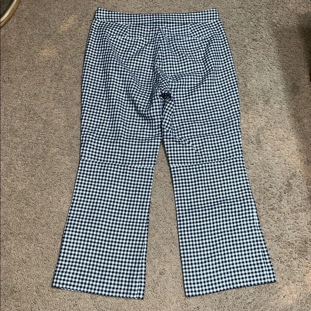 J. Crew Hayden Kickout Crop Pant Gingham‎ Stretch Linen m Blue White 12T 12 Tall